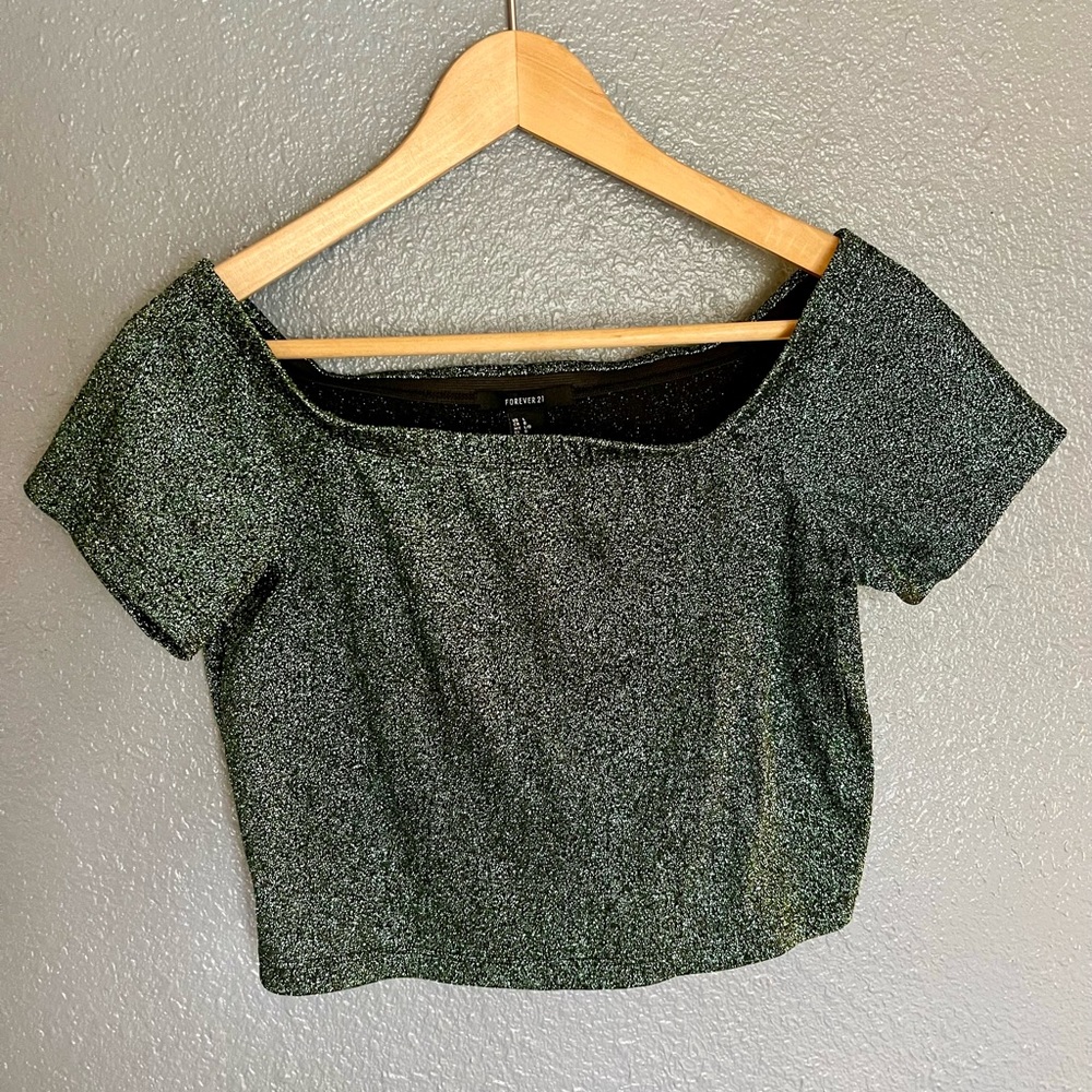 Turquoise, Shimmer Crop Top